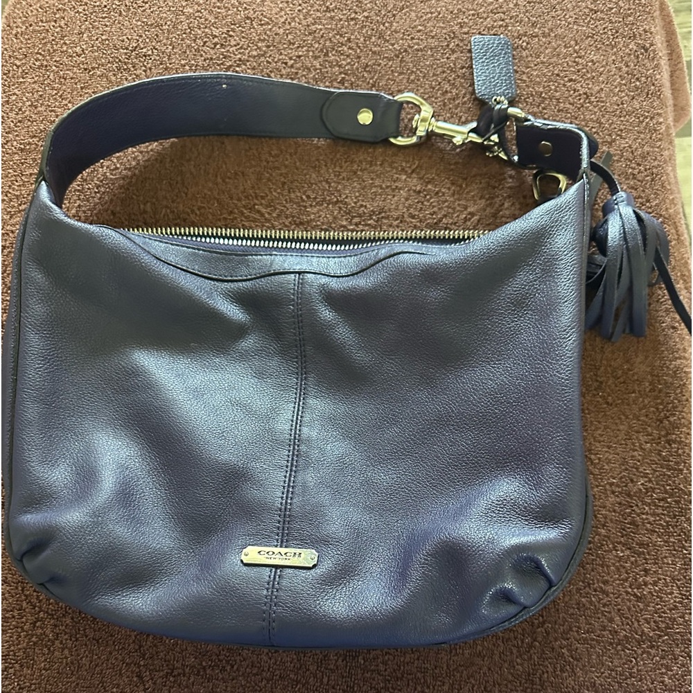 Coach Avery Leather Hobo Bag Purse Tassel Indigo